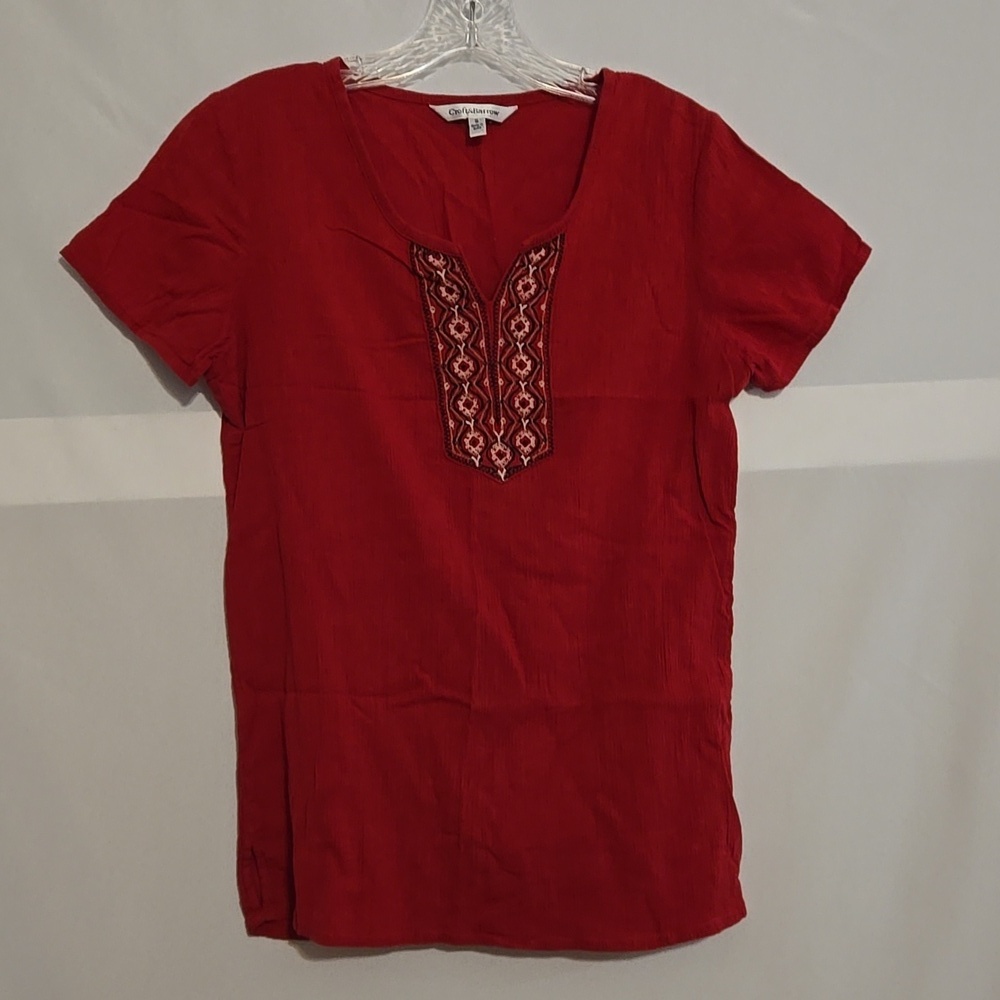 Croft & Barrow, Tunic, Top, Sz Sm, Red, Navy, White, Lightweight, Comfy, Stretch